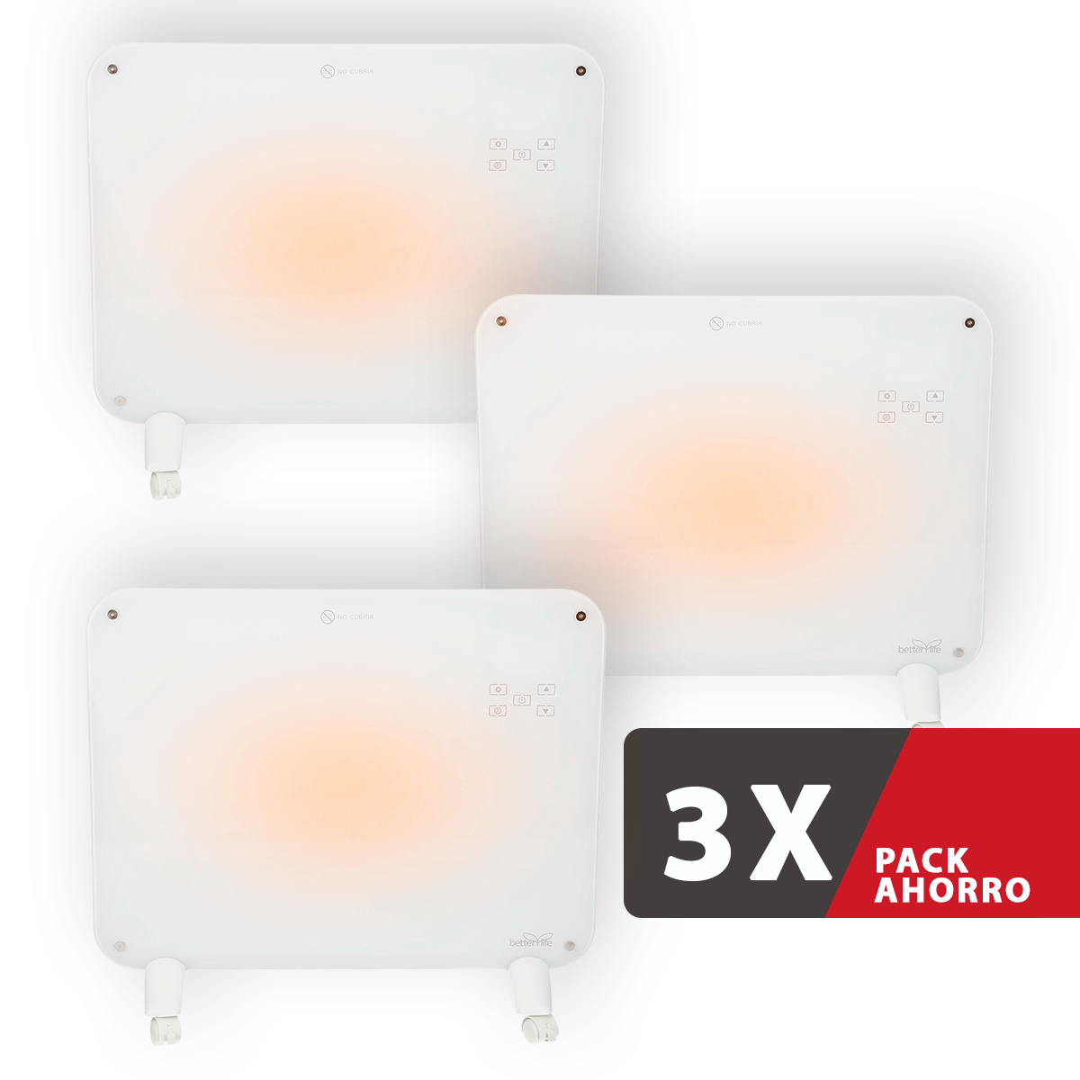 Calefactor Eléctrico Mural De Cristal (3 UNIDADES) 2000W WiFi